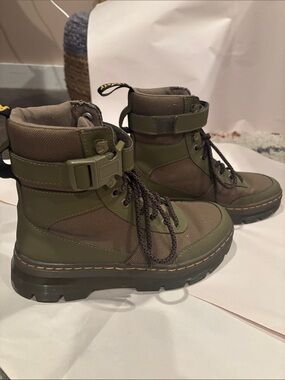 Dr. Marten Coombs Tech Olive Green Combat Lace-Up Buckle Boots